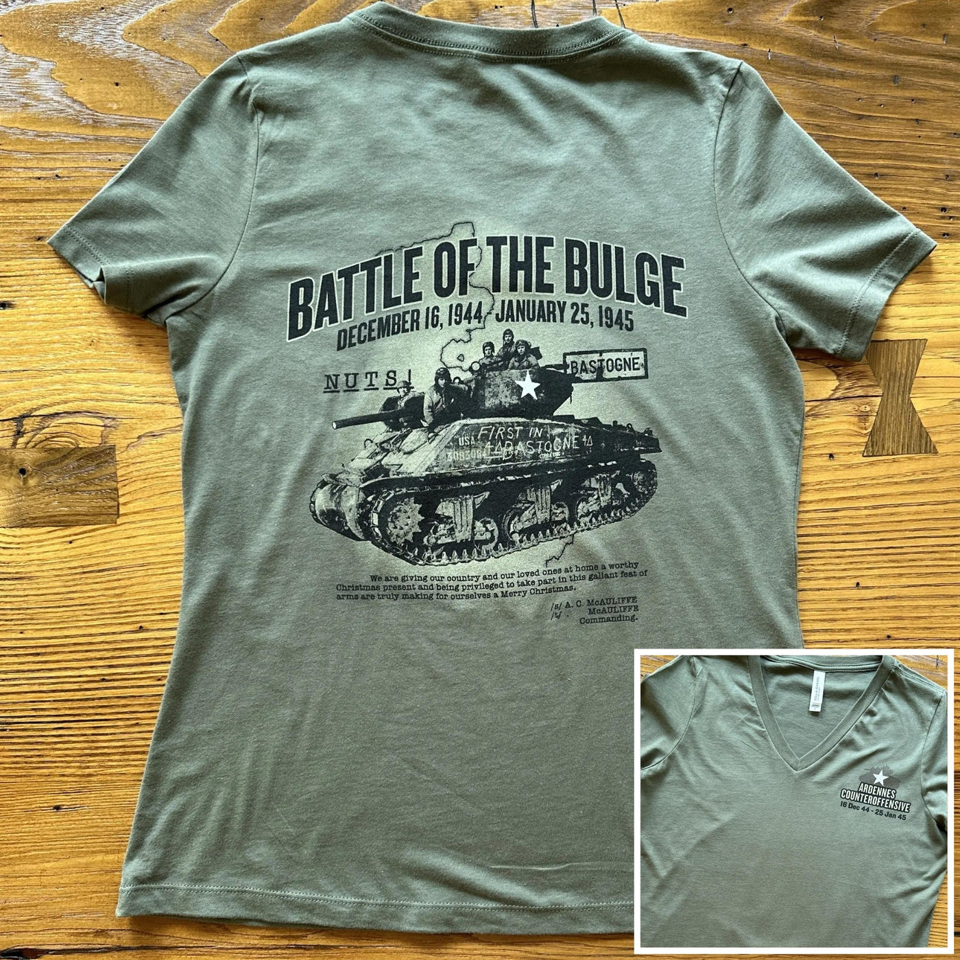 The Battle of the Bulge Women's v-neck shirt