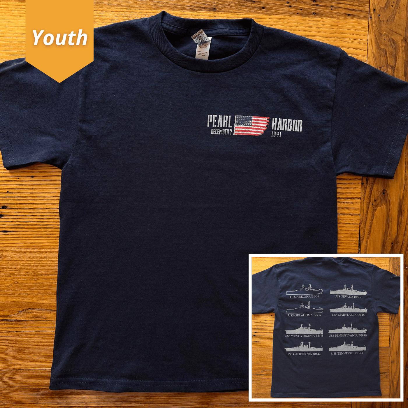Pearl Harbor "Battleship Row" Shirt in Youth sizes