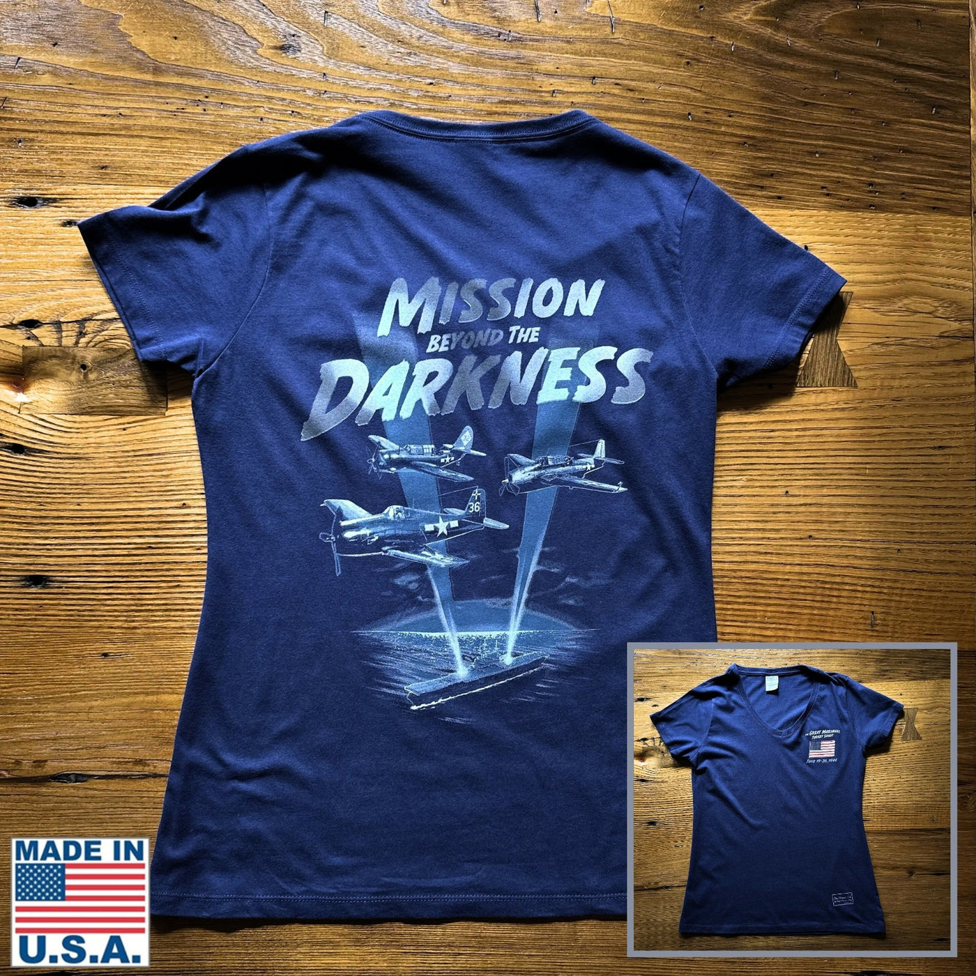 "The Great Marianas Turkey Shoot "Mission Beyond the Darkness" Women's v-neck shirt