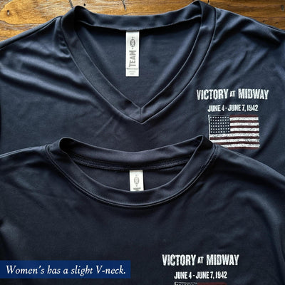 "Victory at Midway" on moisture-wicking 100% polyester interlock with SPF 40+ UV protection - Long-sleeved