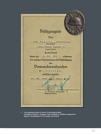 Otto Carius Meine Dienstzeit: 100th Birthday Limited Edition